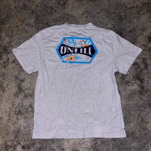 O'Neill T Shirt Mens Large Gray Stretch Crew Neck Graphic Beach Modern Fit